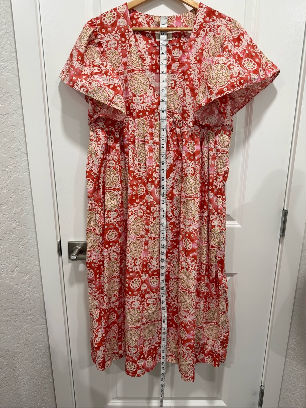 Anthropologie Maeve Printed Flutter-Sleeve Babydoll Dress Size Medium - Picture 8 of 11